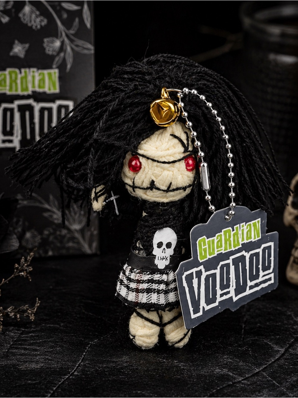 Guardian Voodoo Emo Girl Plush Keychain Goth Horror Doll Cute Spooky Clip Charm